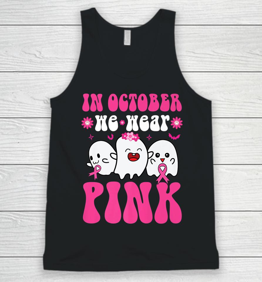Groovy Wear Pink Breast Cancer Warrior Ghost Halloween Girls Unisex Tank Top