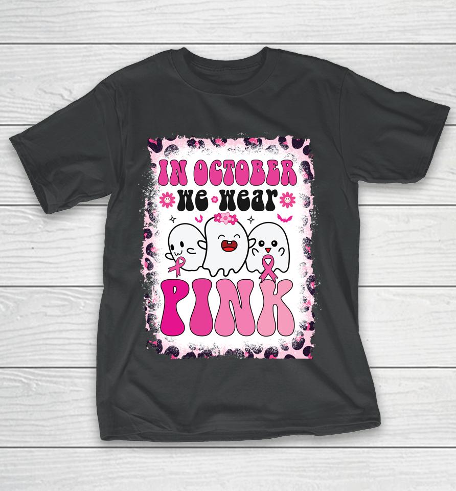 Groovy Wear Pink Breast Cancer Warrior Ghost Halloween Girls T-Shirt