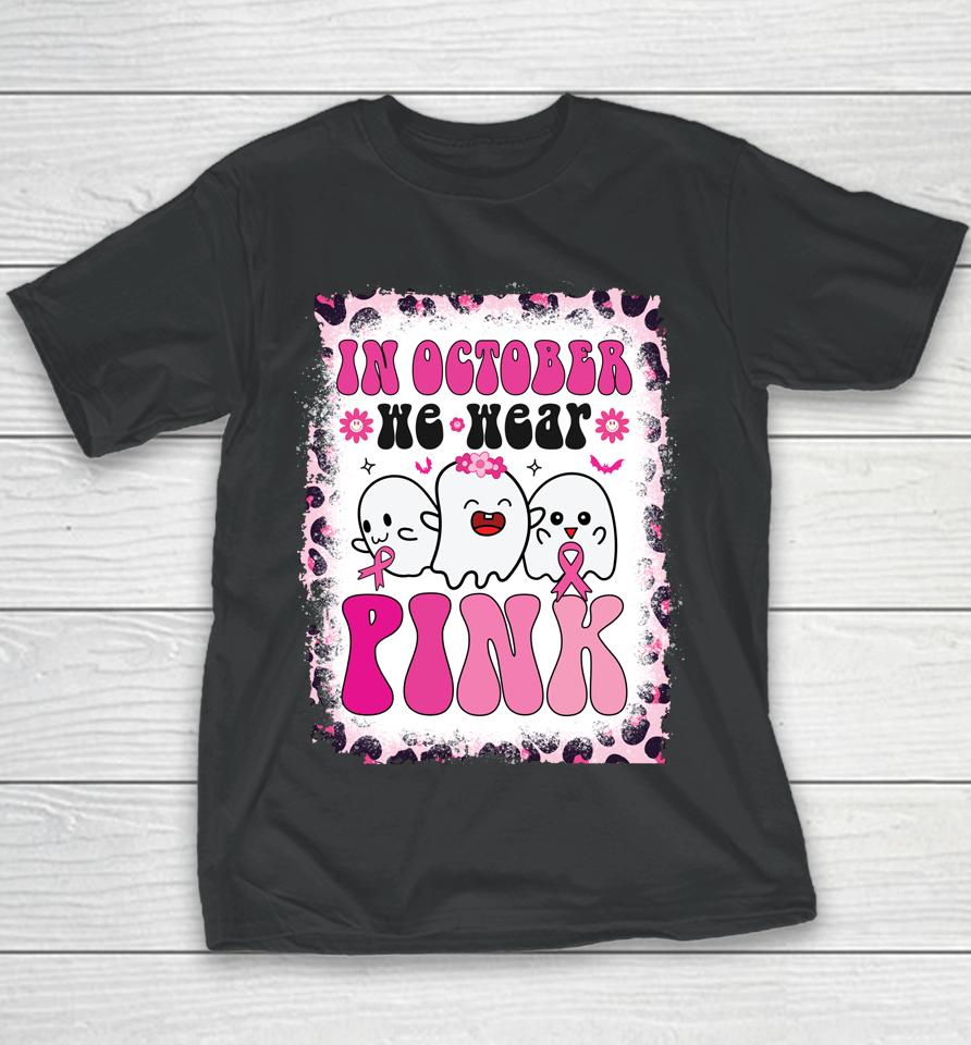 Groovy Wear Pink Breast Cancer Warrior Ghost Halloween Girls Youth T-Shirt