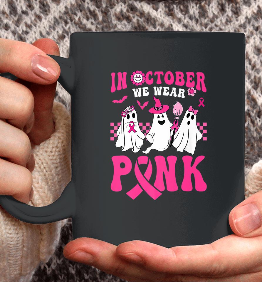 Groovy Wear Pink Breast Cancer Warrior Ghost Halloween Coffee Mug