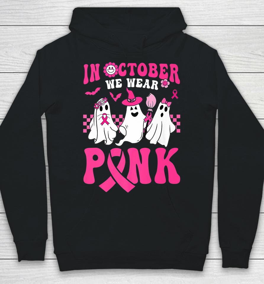 Groovy Wear Pink Breast Cancer Warrior Ghost Halloween Hoodie