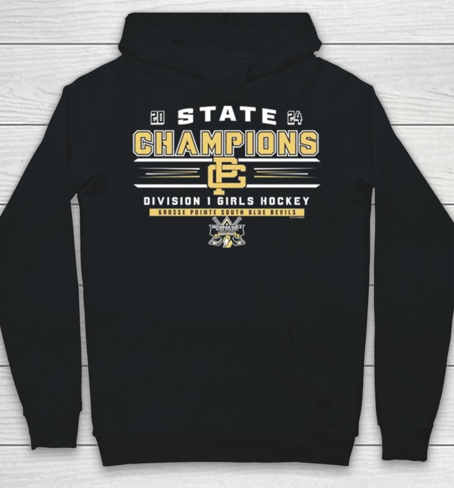 Grosse Pointe South Blue Devils 2024 State Champions Division 1 Girls Hockey Hoodie