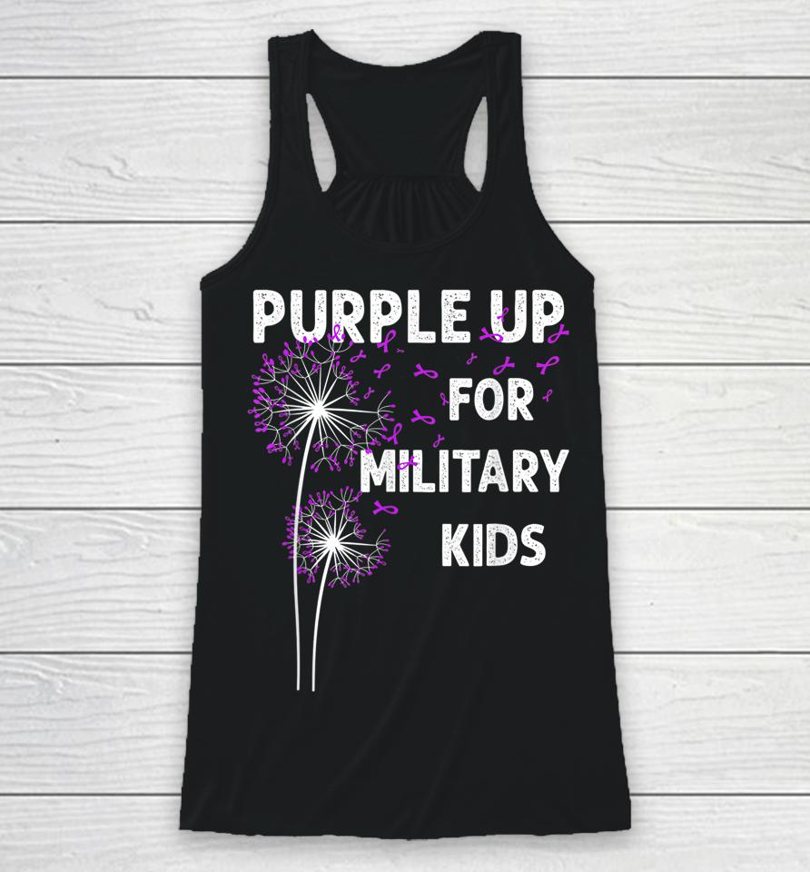 Gr|Purple Up For Military Kids Shirt Soldier Dandelion Racerback Tank