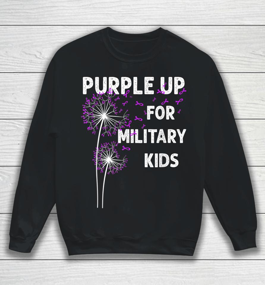 Gr|Purple Up For Military Kids Shirt Soldier Dandelion Sweatshirt