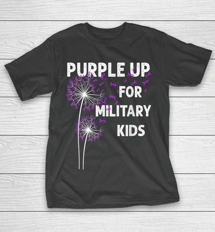 Gr|Purple Up For Military Kids Shirt Soldier Dandelion T-Shirt