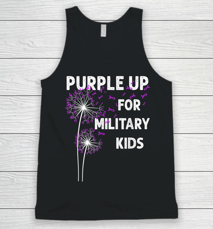 Gr|Purple Up For Military Kids Shirt Soldier Dandelion Unisex Tank Top