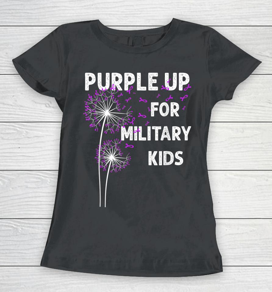 Gr|Purple Up For Military Kids Shirt Soldier Dandelion Women T-Shirt