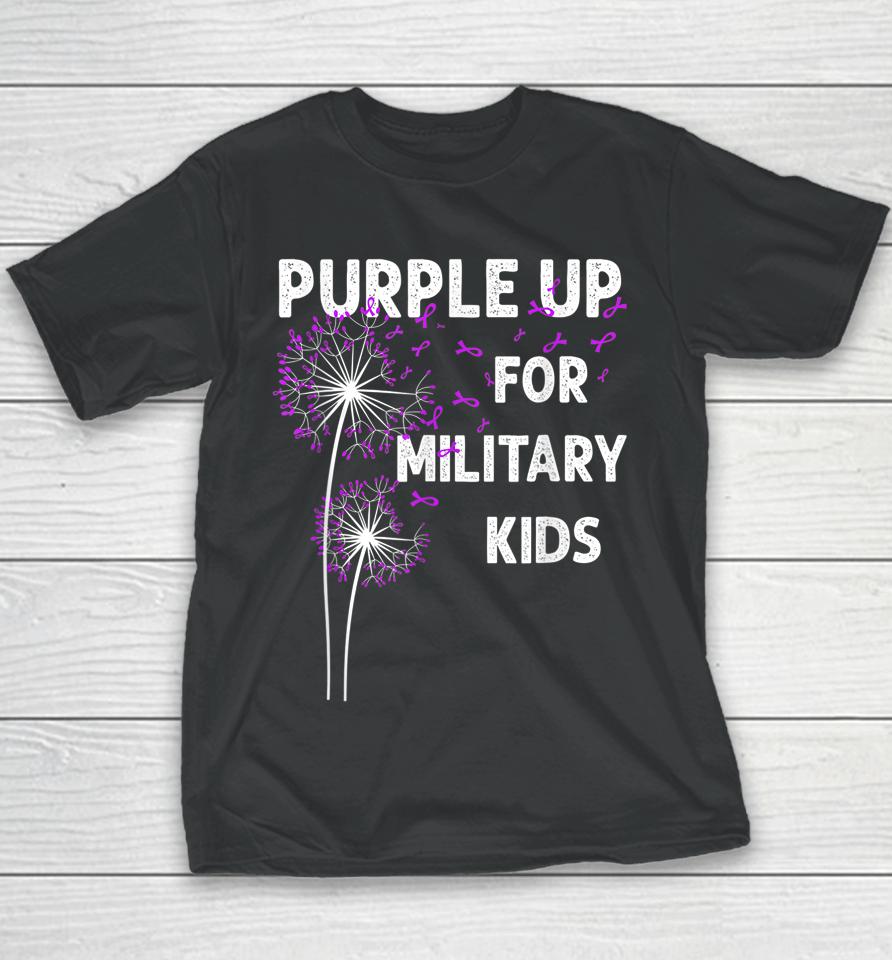 Gr|Purple Up For Military Kids Shirt Soldier Dandelion Youth T-Shirt