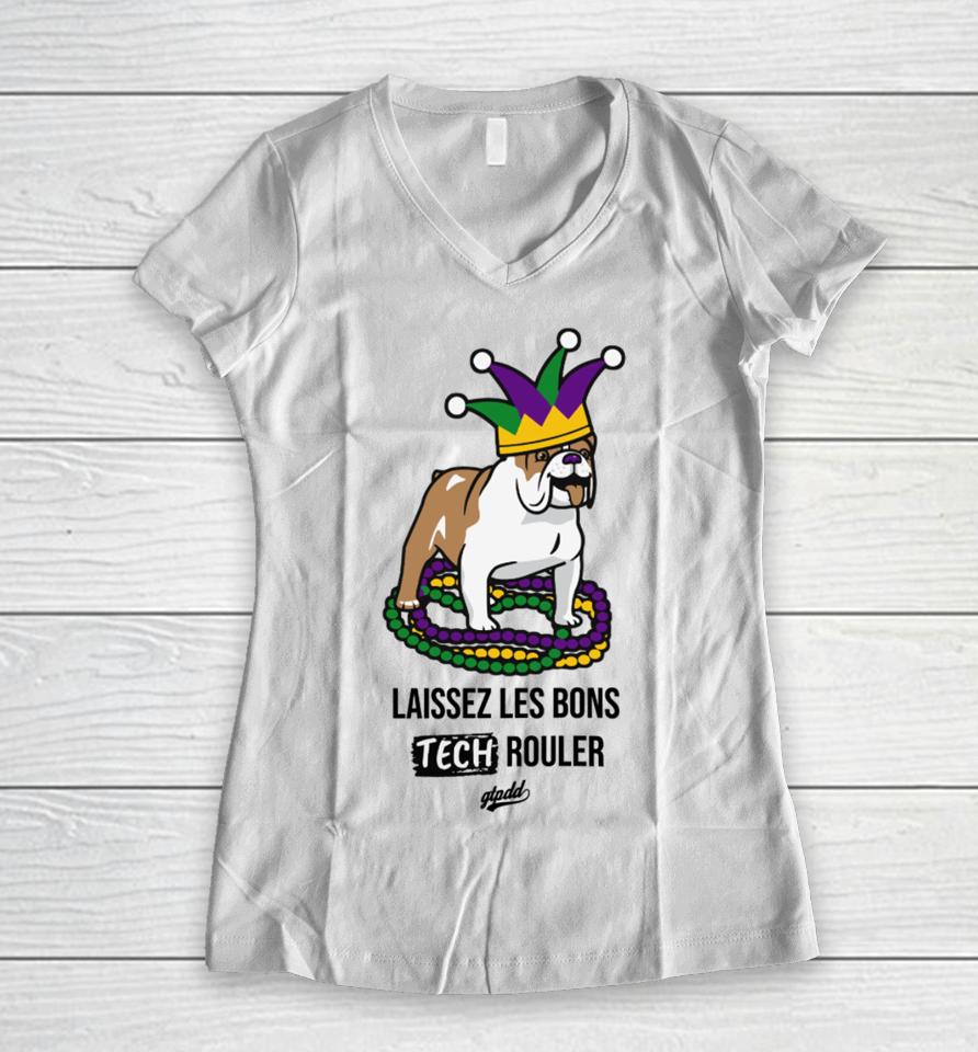 Gtpdd Laissez Les Bons Tech Rouler Dog Women V-Neck T-Shirt