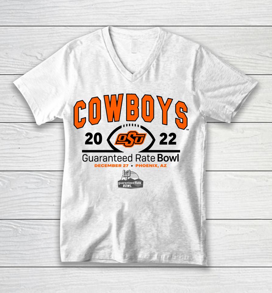 Guaranteed Rate Bowl 2022 Oklahoma State Team Logo Unisex V-Neck T-Shirt