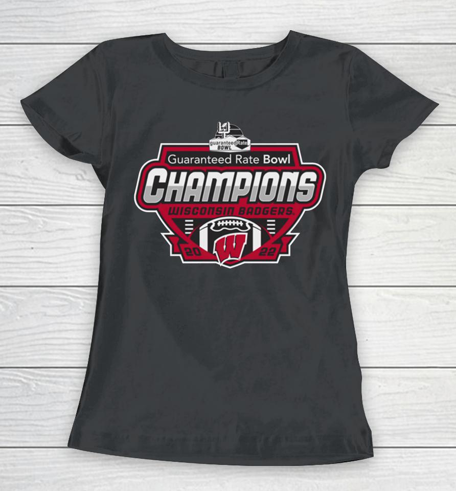 Guaranteed Rate Bowl 2022 Wisconsin Dadgers Champions Shield Women T-Shirt