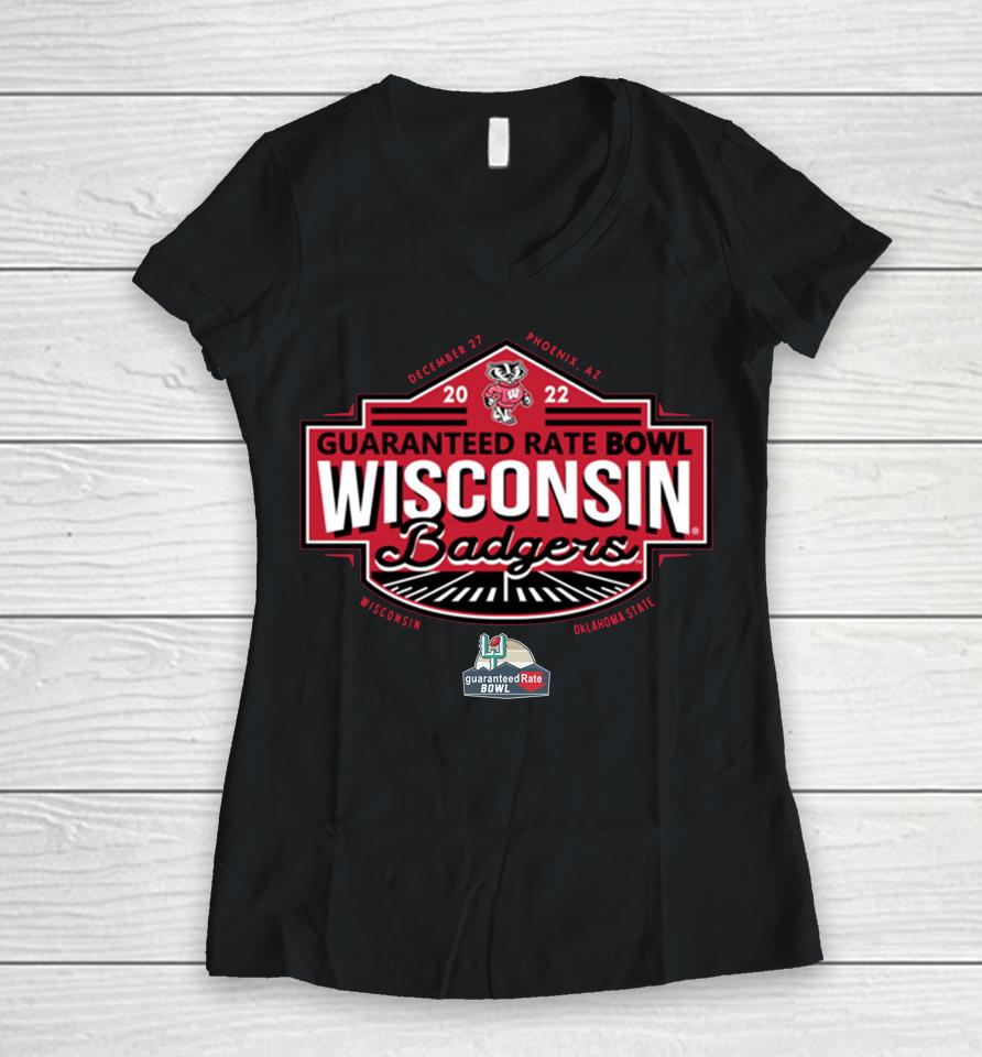 Guaranteed Rate Bowl 2022 Wisconsin Playoff Women V-Neck T-Shirt