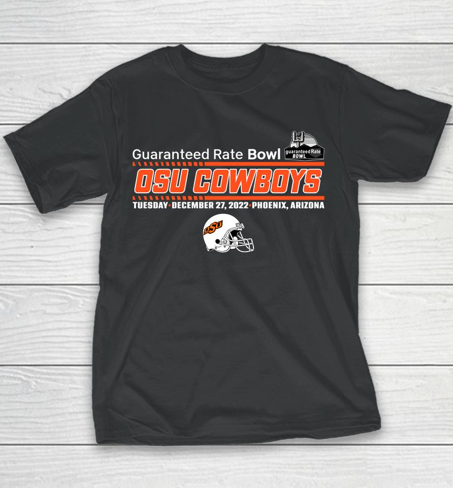 Guaranteed Rate Bowl Oklahoma State Team Helmet Youth T-Shirt