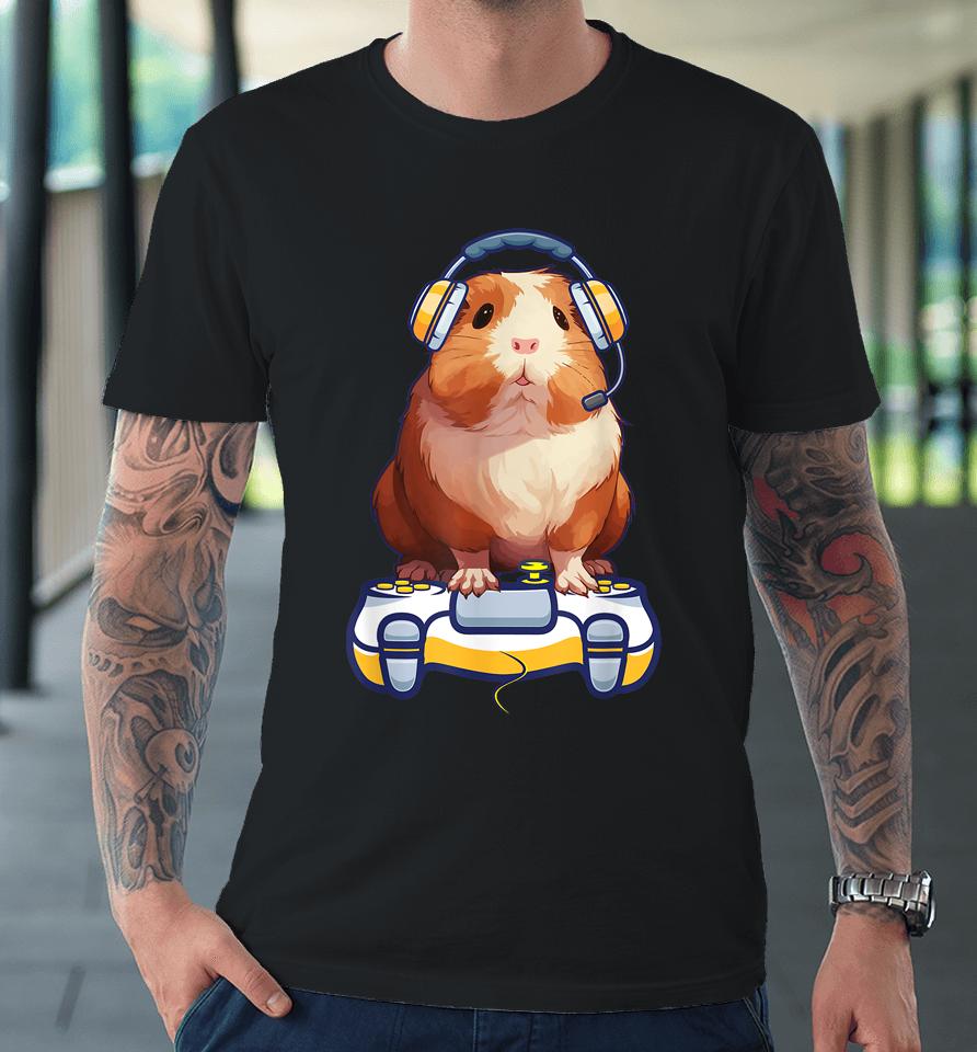 Guinea Pig And Video Gamer Lover Fluffy Cavy Gamers Premium T-Shirt