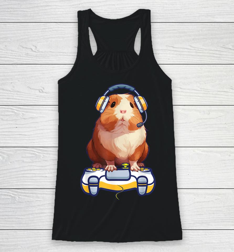 Guinea Pig And Video Gamer Lover Fluffy Cavy Gamers Racerback Tank