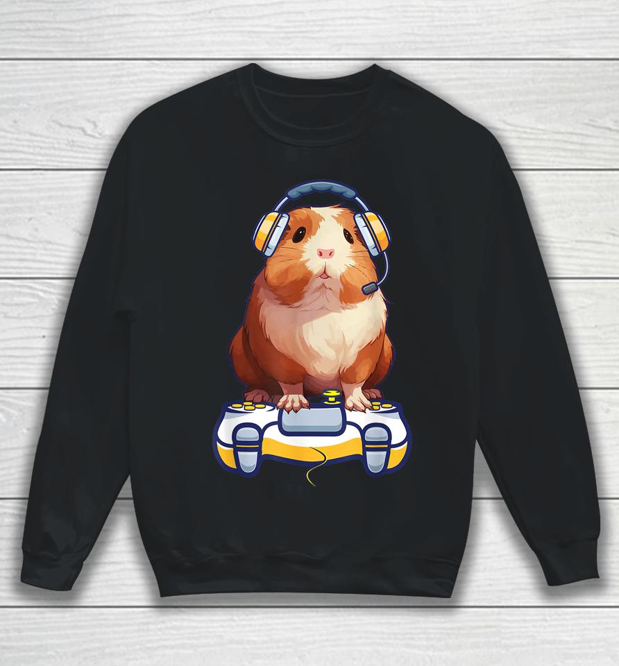 Guinea Pig And Video Gamer Lover Fluffy Cavy Gamers Sweatshirt