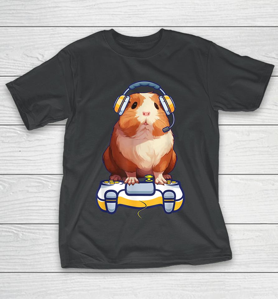 Guinea Pig And Video Gamer Lover Fluffy Cavy Gamers T-Shirt