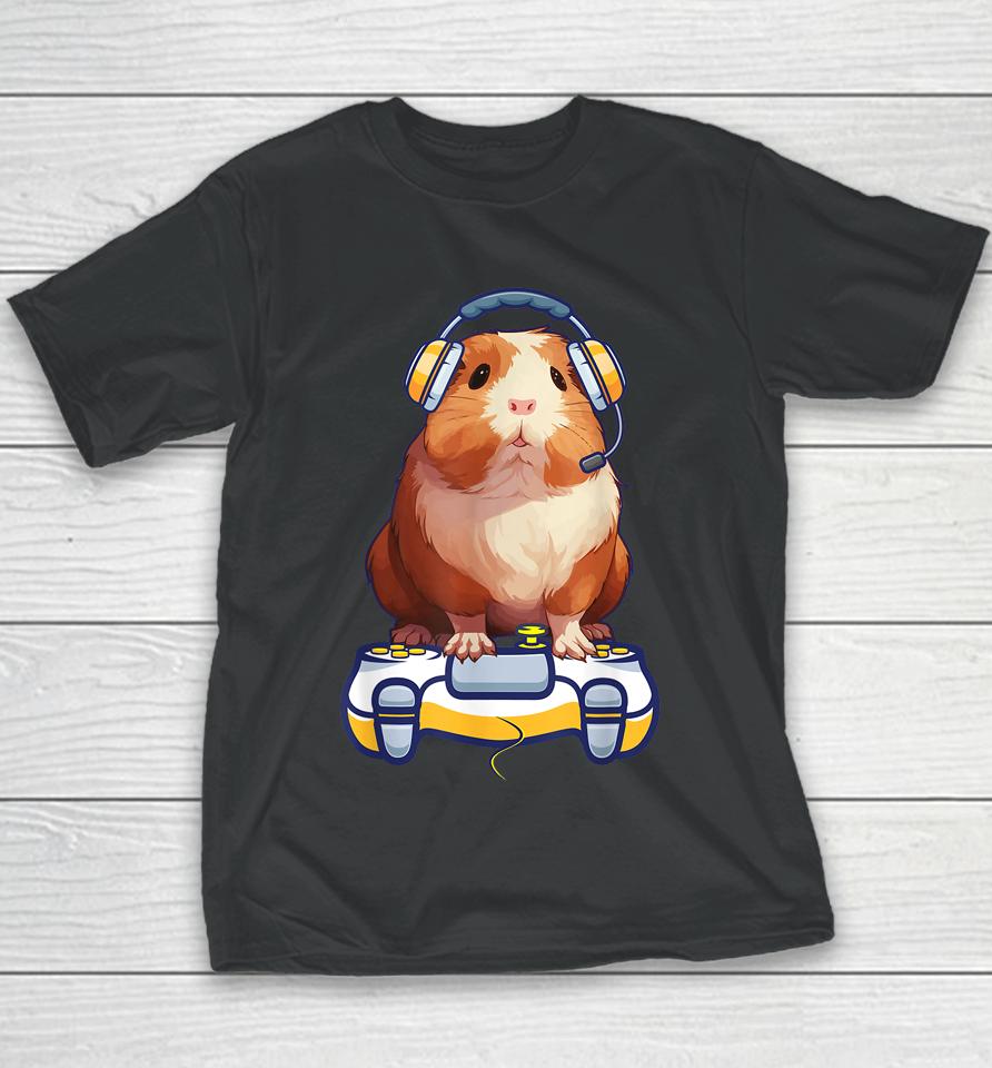 Guinea Pig And Video Gamer Lover Fluffy Cavy Gamers Youth T-Shirt