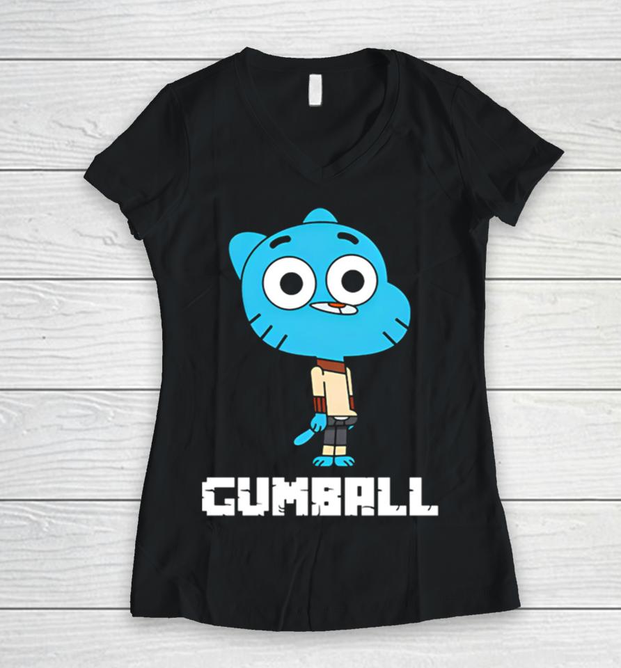 Gumball Cute Boy Cartoon Women V-Neck T-Shirt