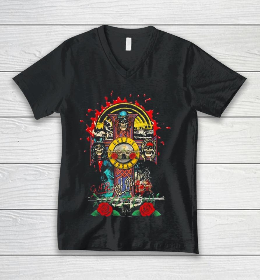 Guns N Roses Hollywood Bowl Los Angeles California Logo Unisex V-Neck T-Shirt
