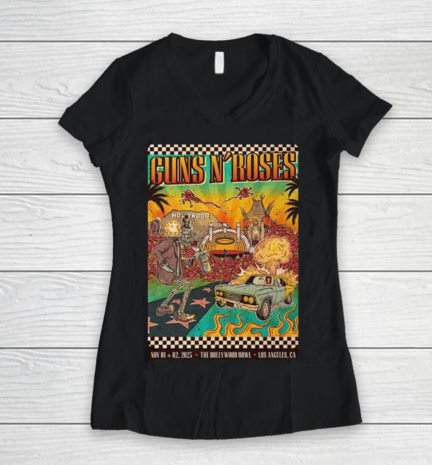 Guns N Roses Hollywood Bowl Los Angeles California With Very Special Guest The Black Keys In 1St And 2Nd November 2023 Women V-Neck T-Shirt
