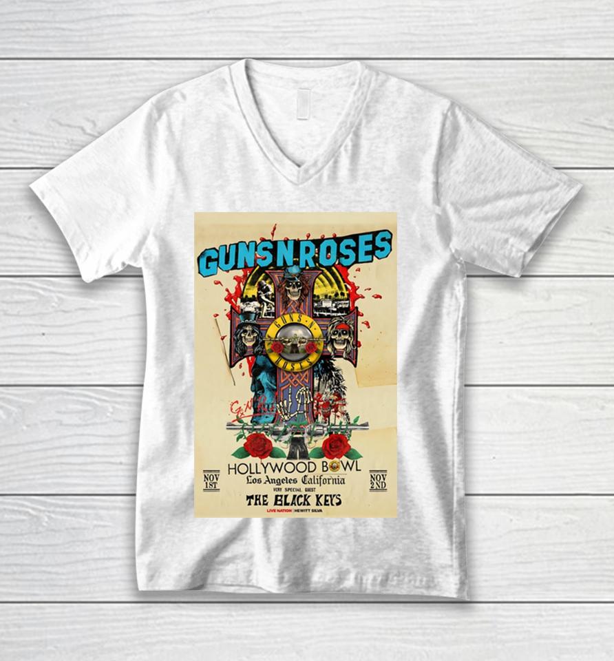 Guns N’ Roses Nov 1 2 2023 The Hollywood Bowl Los Angeles California Poster Unisex V-Neck T-Shirt