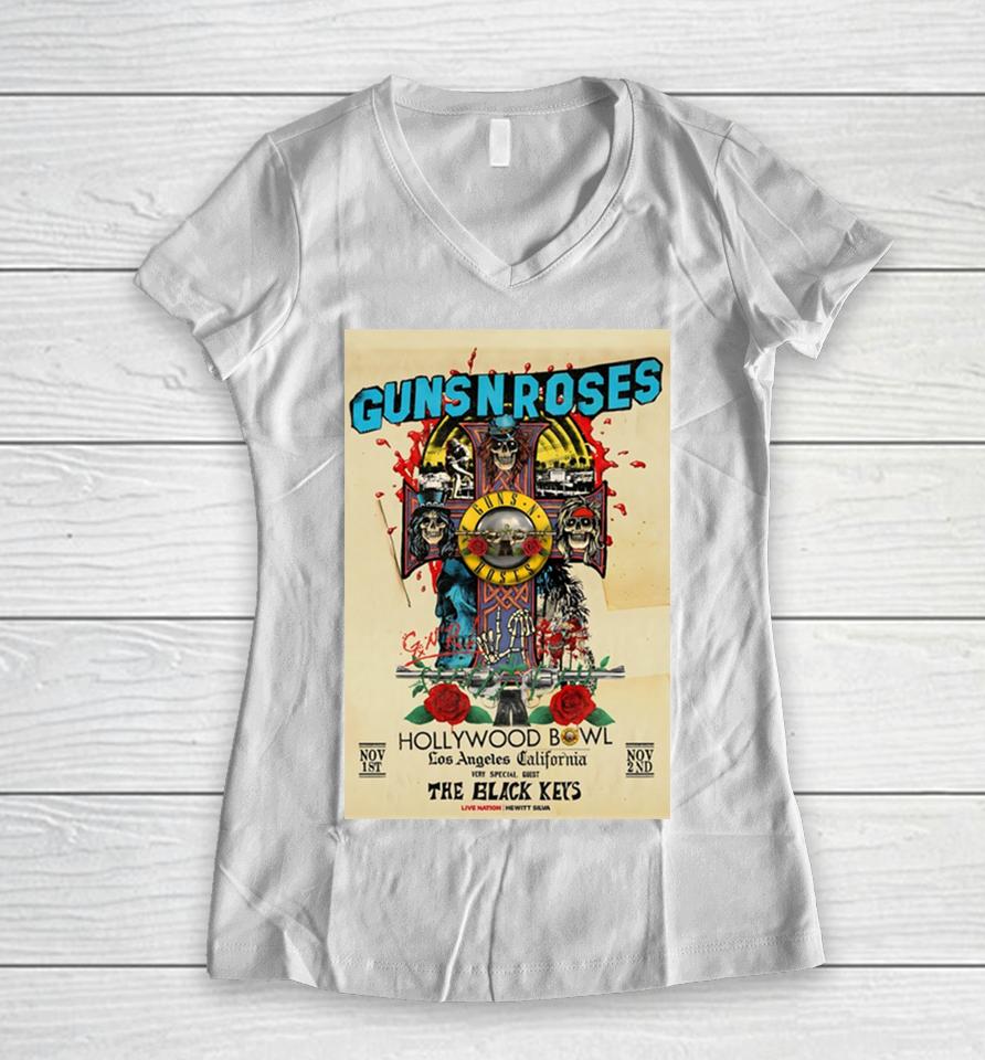 Guns N’ Roses Nov 1 2 2023 The Hollywood Bowl Los Angeles California Poster Women V-Neck T-Shirt