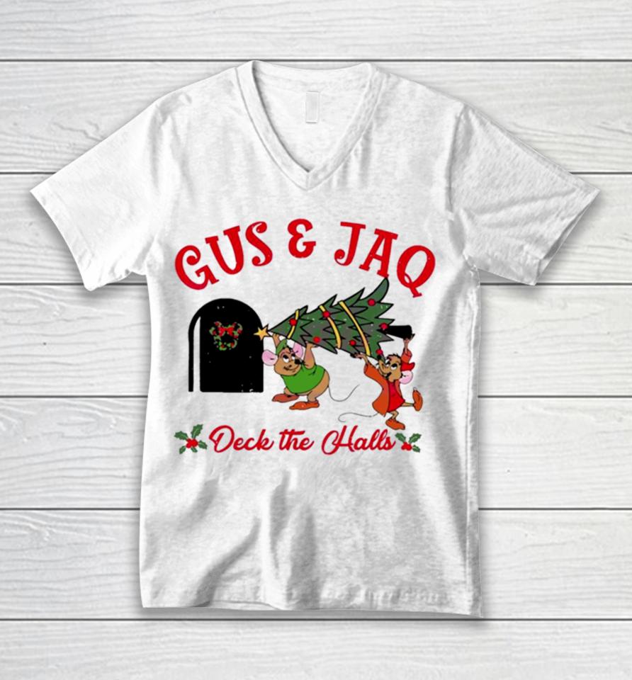 Gus And Jaq Mouse Deck The Halls Unisex V-Neck T-Shirt