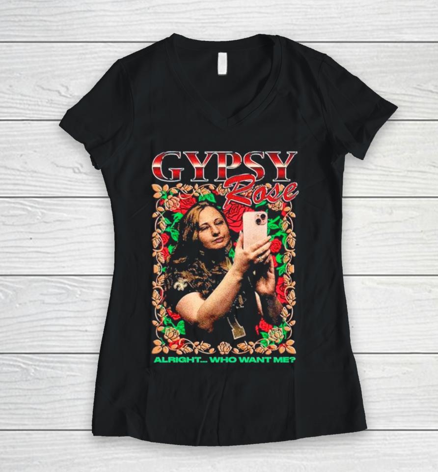 Gypsy Rose Rap Alright Who Want Me New Women V-Neck T-Shirt