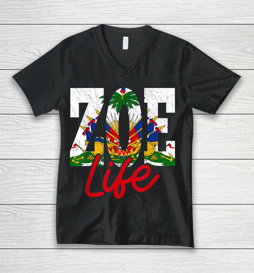 Haiti Flag Zoe Haitian Life Pride Vintage Haiti Haitia Unisex V-Neck T-Shirt
