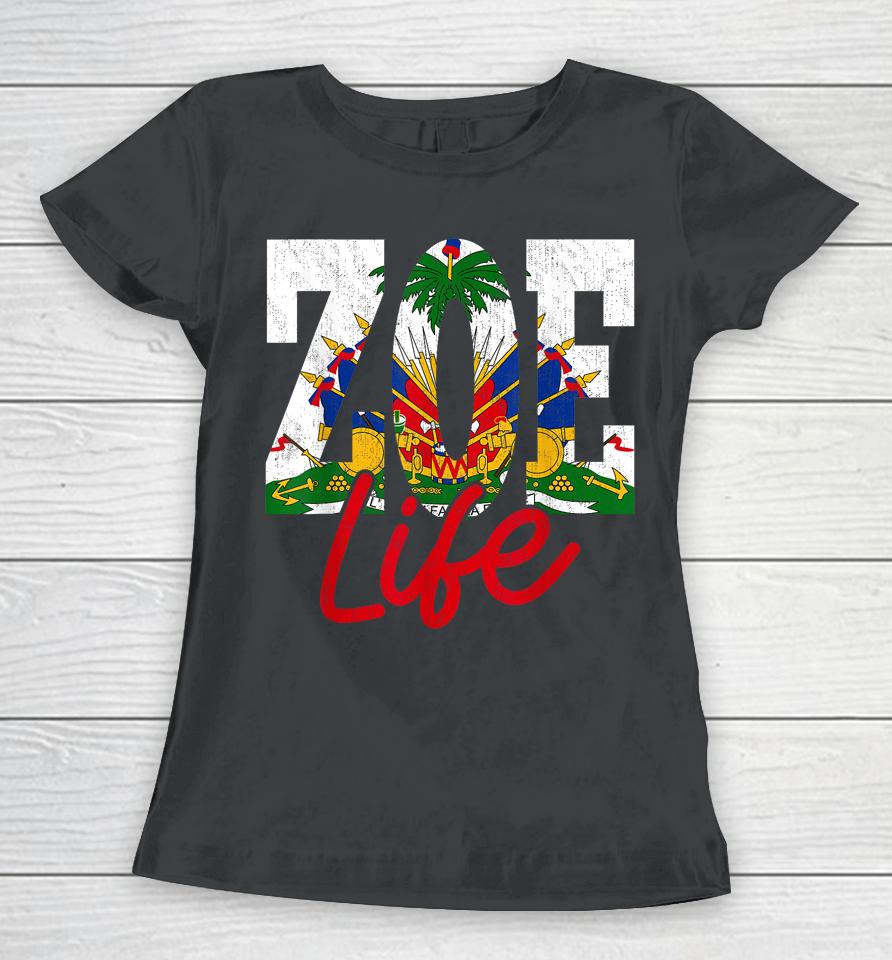 Haiti Flag Zoe Haitian Life Pride Vintage Haiti Haitia Women T-Shirt