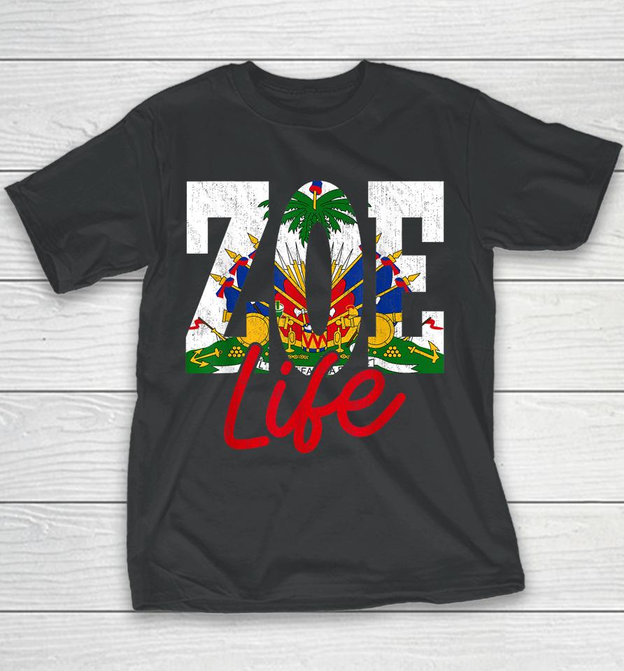 Haiti Flag Zoe Haitian Life Pride Vintage Haiti Haitia Youth T-Shirt