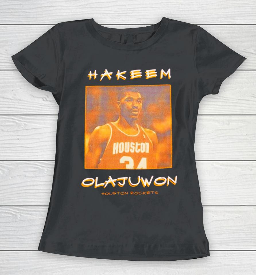 Hakeem Olajuwon Houston Rockets Vintage Logo Women T-Shirt
