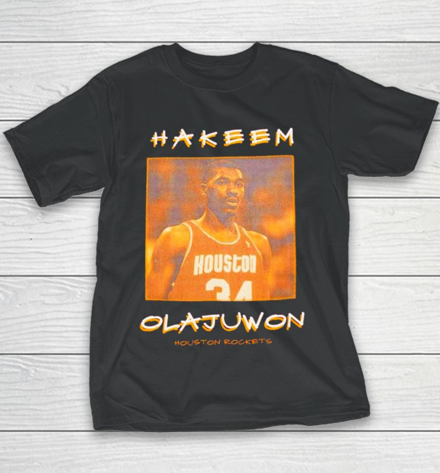 Hakeem Olajuwon Houston Rockets Vintage Logo Youth T-Shirt