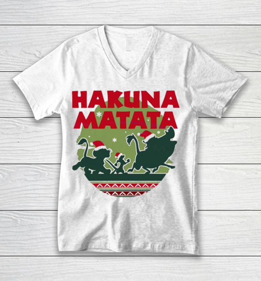 Hakuna Matata Simba Timon Pumbaa Christmas Unisex V-Neck T-Shirt