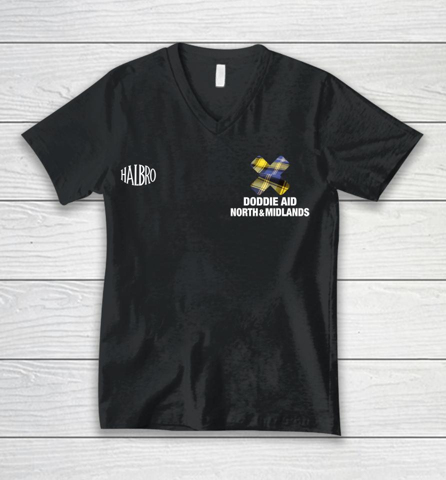 Halbro Doddie Aid North And Midlands Unisex V-Neck T-Shirt