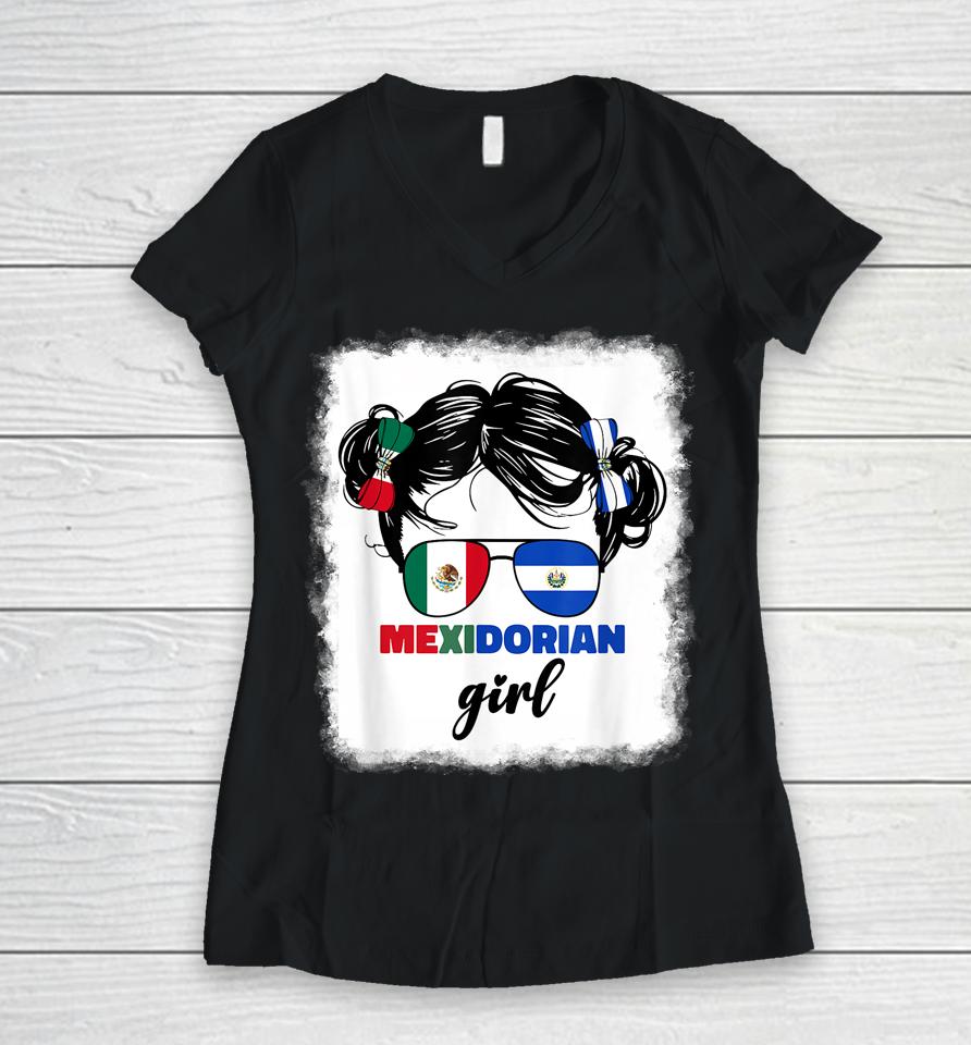 Half Mexican And Salvadorian Mexico El Salvador Girl Women V-Neck T-Shirt