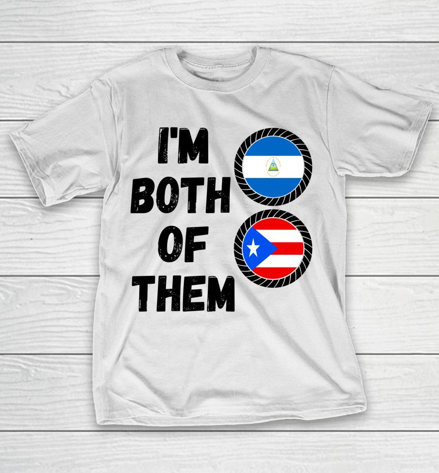 Half Nicaraguan Half Puerto Rican Dna Nicaragua Roots Flag T-Shirt