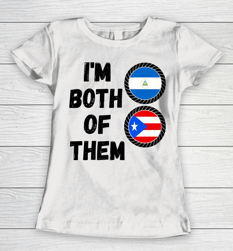 Half Nicaraguan Half Puerto Rican Dna Nicaragua Roots Flag Women T-Shirt