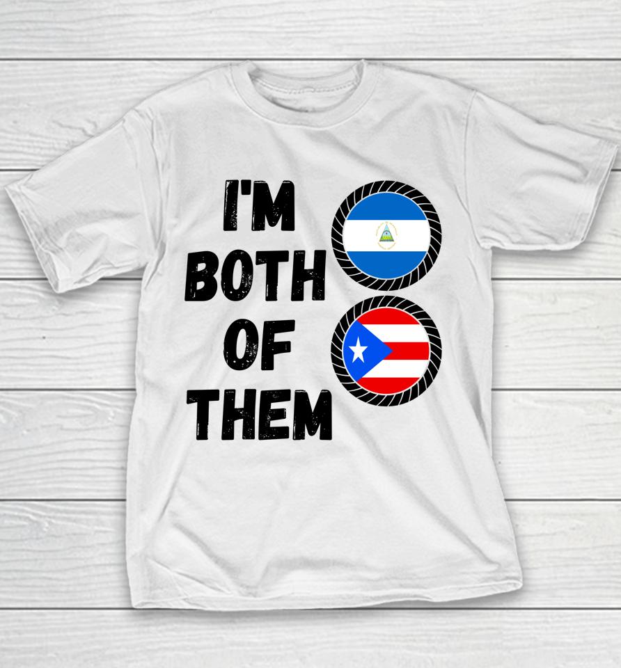 Half Nicaraguan Half Puerto Rican Dna Nicaragua Roots Flag Youth T-Shirt