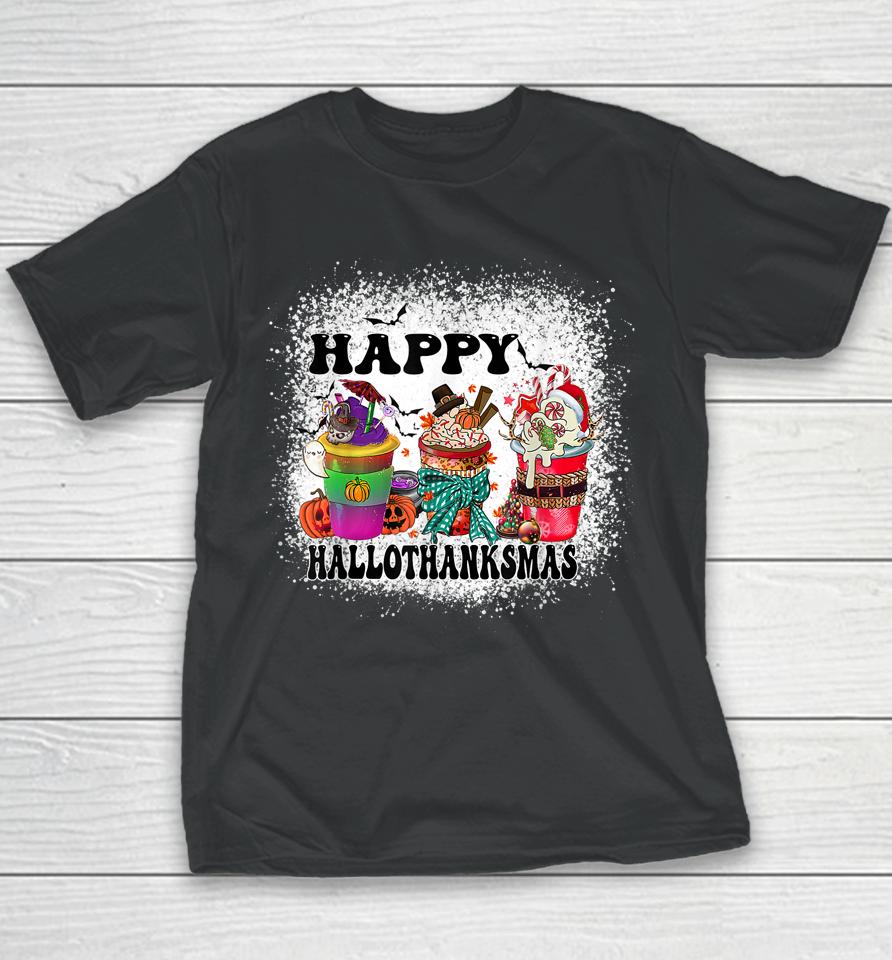 Hallothanksmas Happy Halloween Thankgiving And Christmas Youth T-Shirt