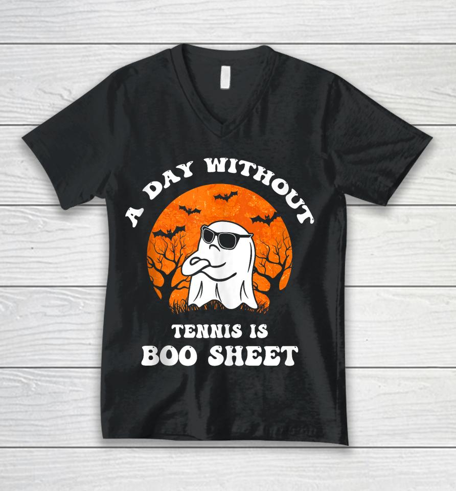 Halloween A Day Without Tennis Is Boo Sheet Ii Unisex V-Neck T-Shirt