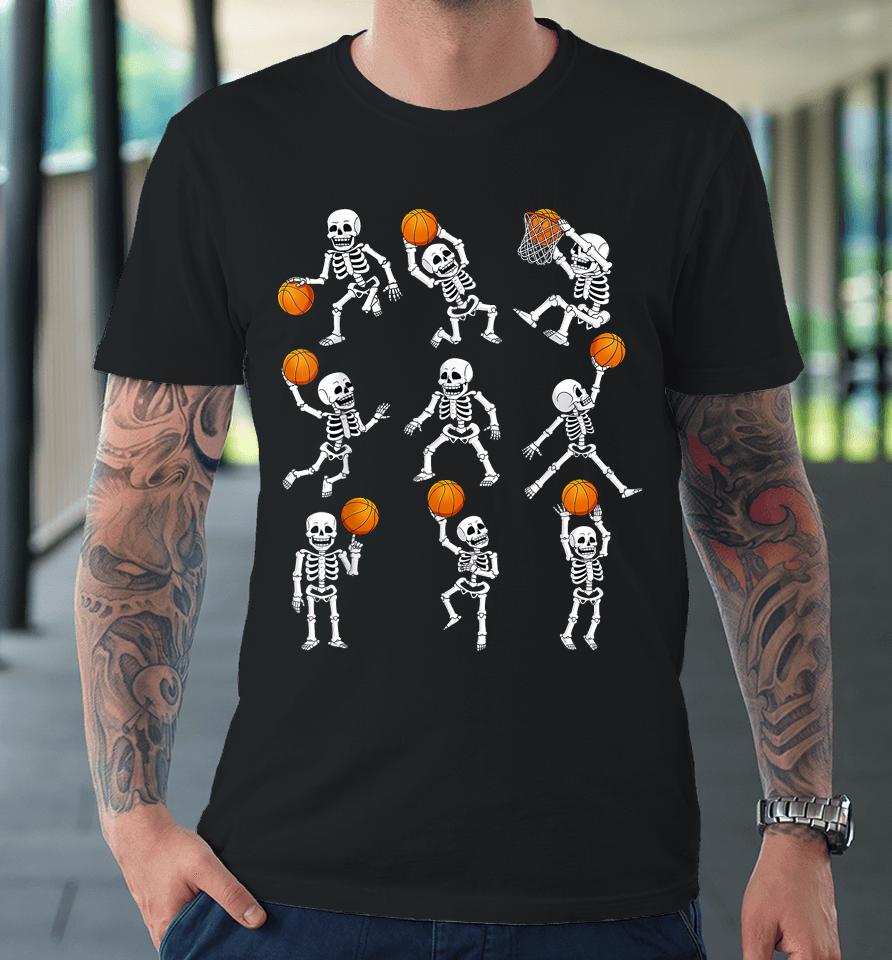 Halloween Basketball Skeletons Dunking Dribble Premium T-Shirt