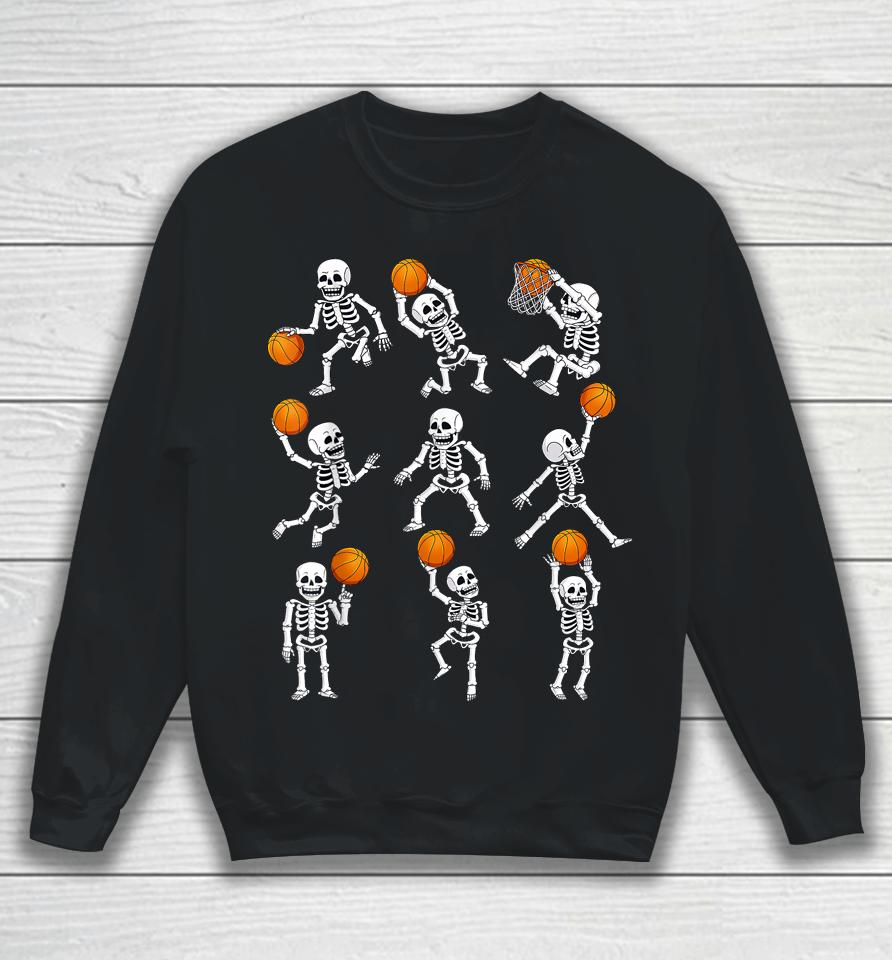 Halloween Basketball Skeletons Dunking Dribble Sweatshirt