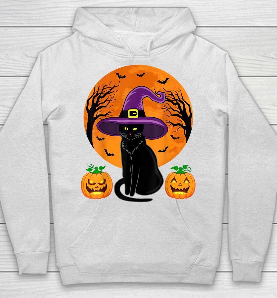 Halloween Black Cat Witch Hat Pumpkin Hoodie