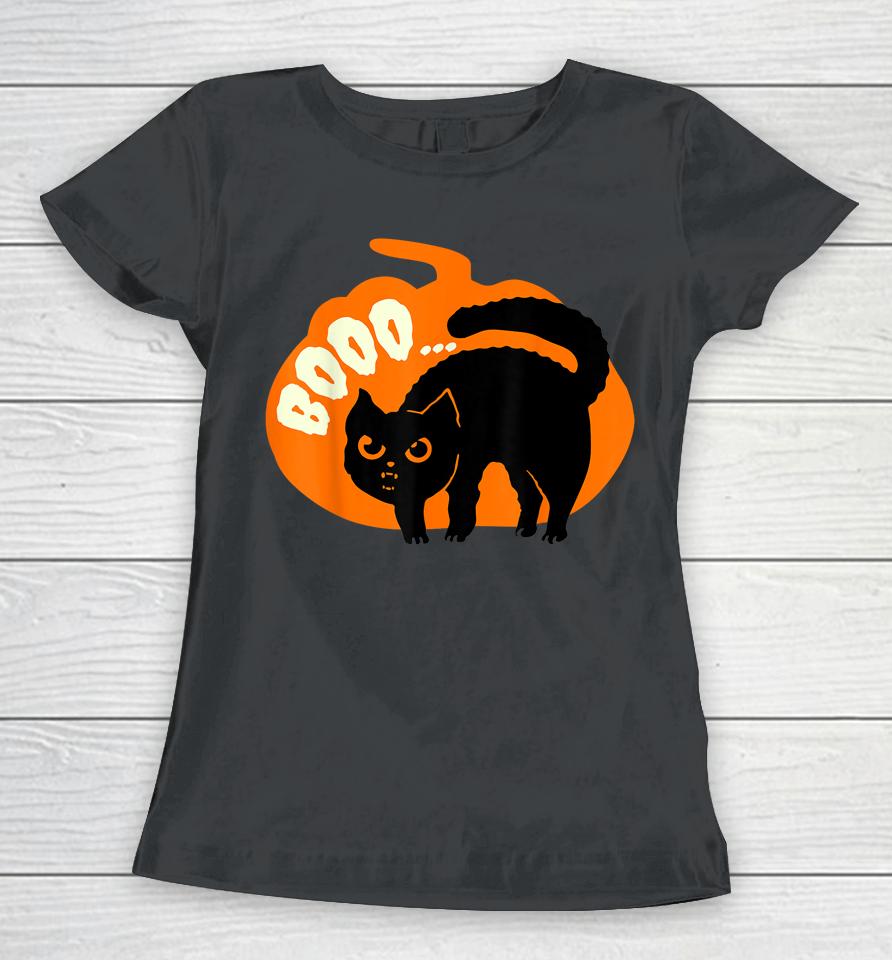 Halloween Boo Cute Cat Women T-Shirt