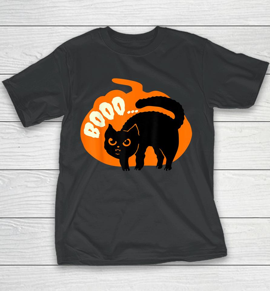 Halloween Boo Cute Cat Youth T-Shirt