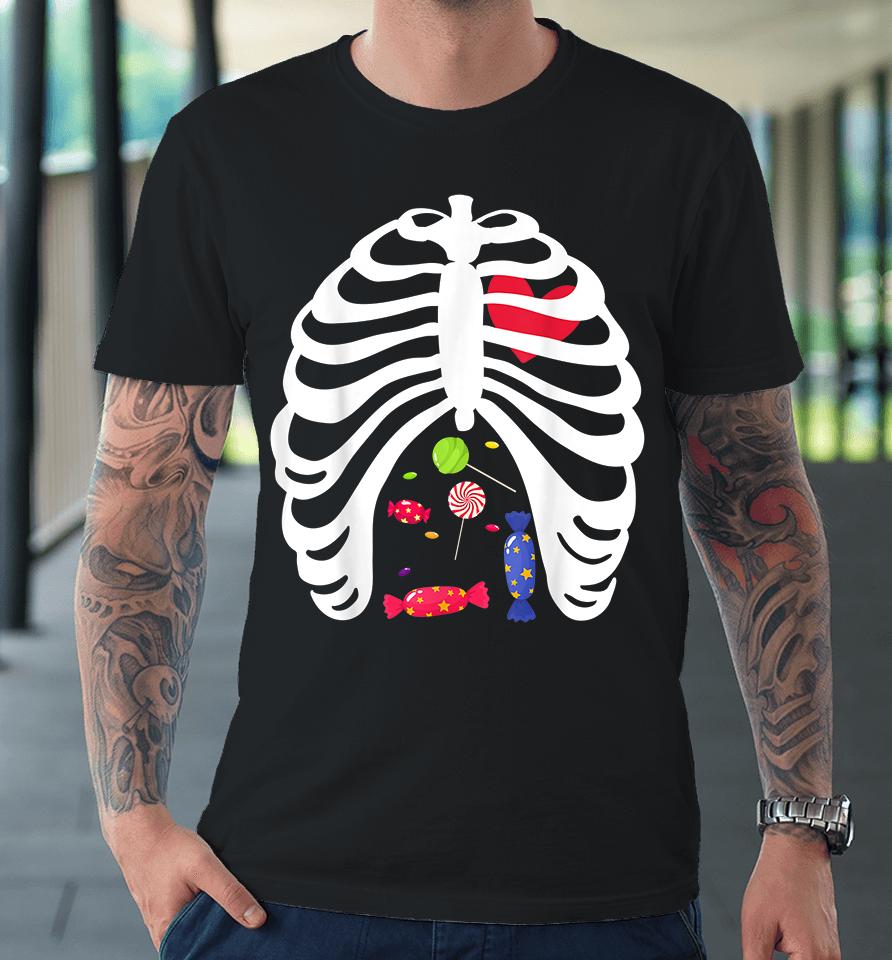 Halloween Candy Skeleton Rib Cage Premium T-Shirt