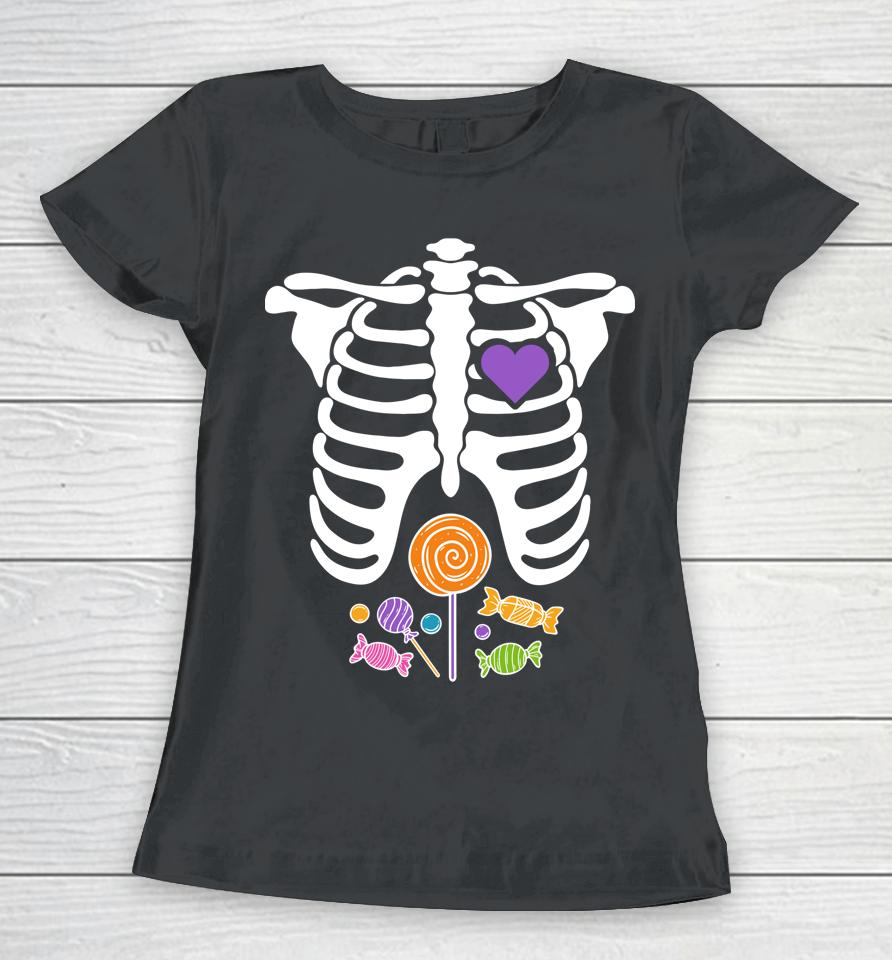 Halloween Candy Xray Skeleton Women T-Shirt