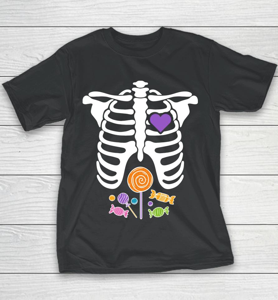 Halloween Candy Xray Skeleton Youth T-Shirt